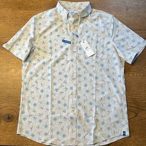 Southern Tide- Heather Allure Intercoastal Short Sleeve Button Down MEDIUM